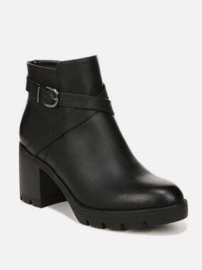 Naturalizer Madalynn Boots Women Black Block Heel Ankle Bootie Casual Moto Sz 10